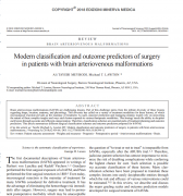 腦動(dòng)靜脈畸形手術(shù)的現(xiàn)代分類及預(yù)后評(píng)估