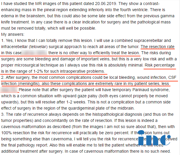 松果體腫瘤——腦瘤治療案例圖片