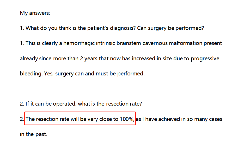 腦干海綿狀血管瘤手術(shù)案例