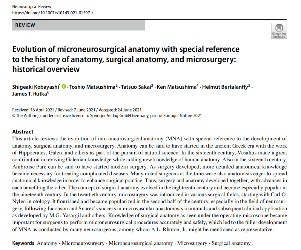 INC國際神外專家共著-顯微神經(jīng)外科解剖學(xué)的發(fā)展歷史！教授致敬！